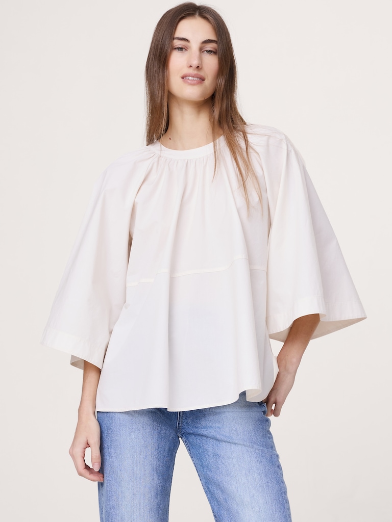 Cotton Poplin Convertible Trapeze Top