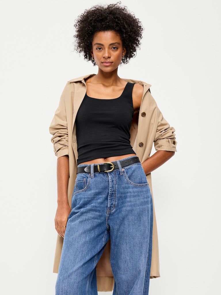 Hug Double-Layer Scoop-Neck Tank Top