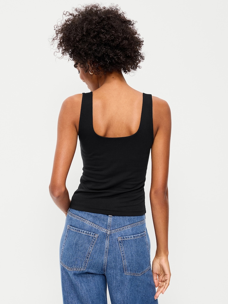 Hug Double-Layer Scoop-Neck Tank Top