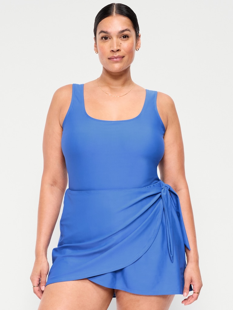 Matte Side-Tie Swim Dress