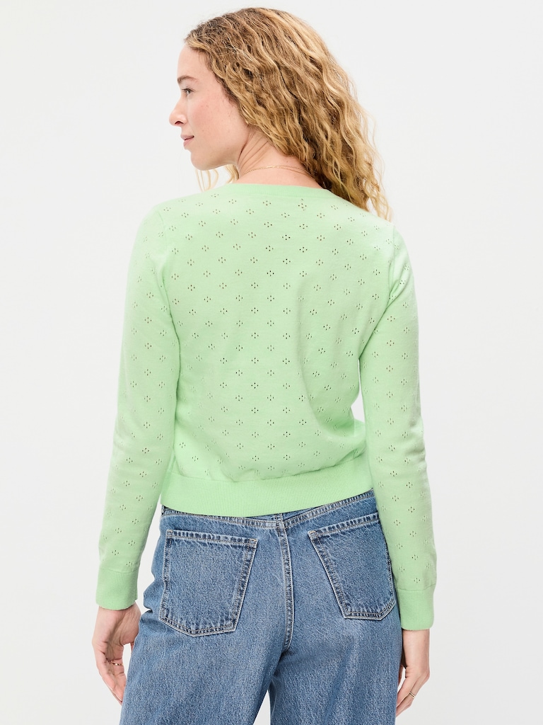 SoSoft Lite Cropped Pointelle Cardigan