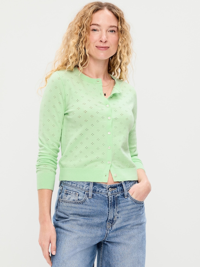 SoSoft Lite Cropped Pointelle Cardigan