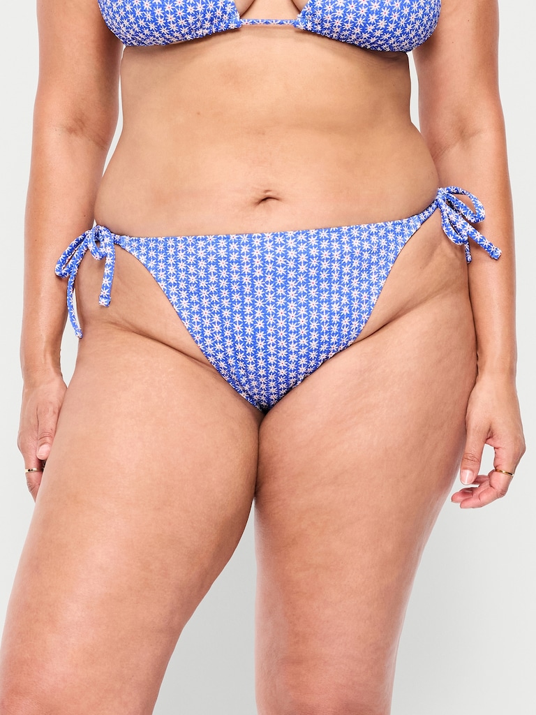 Pique String Bikini Swim Bottoms