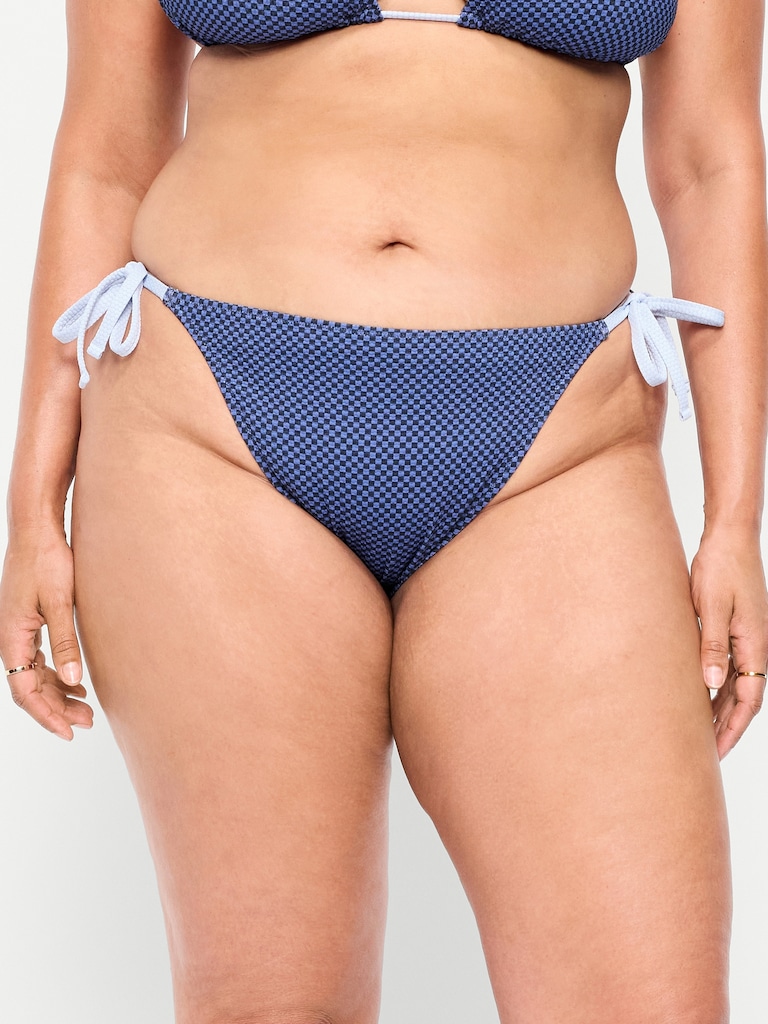 Pique String Bikini Swim Bottoms