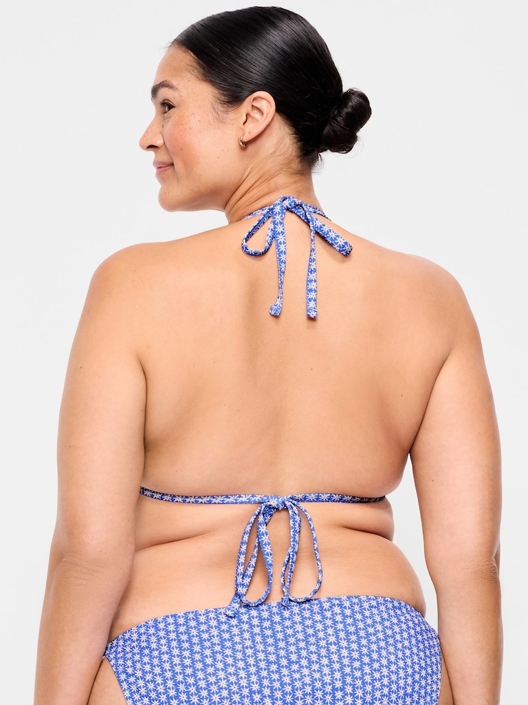 Pique Triangle String Bikini Swim Top