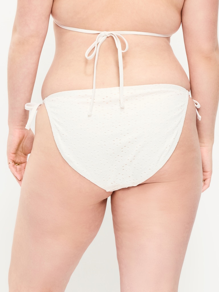 Eyelet String Bikini Swim Bottoms