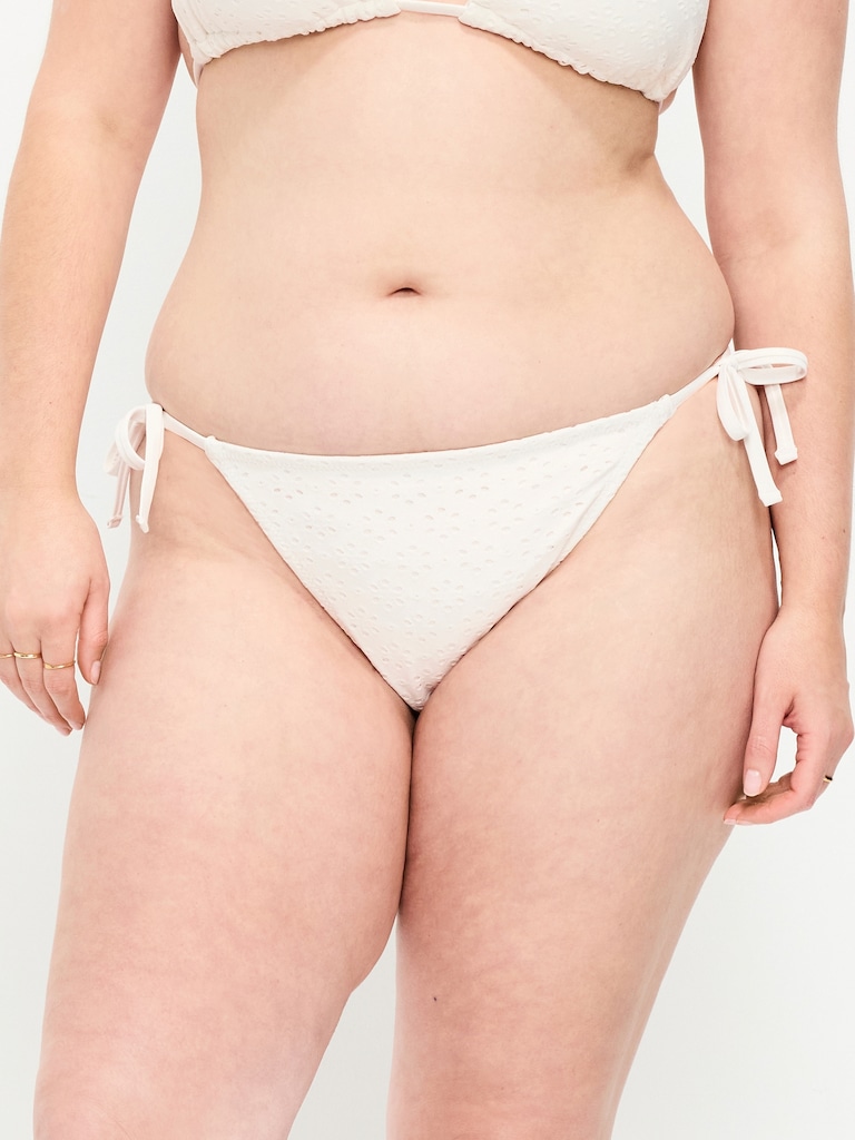 Eyelet String Bikini Swim Bottoms