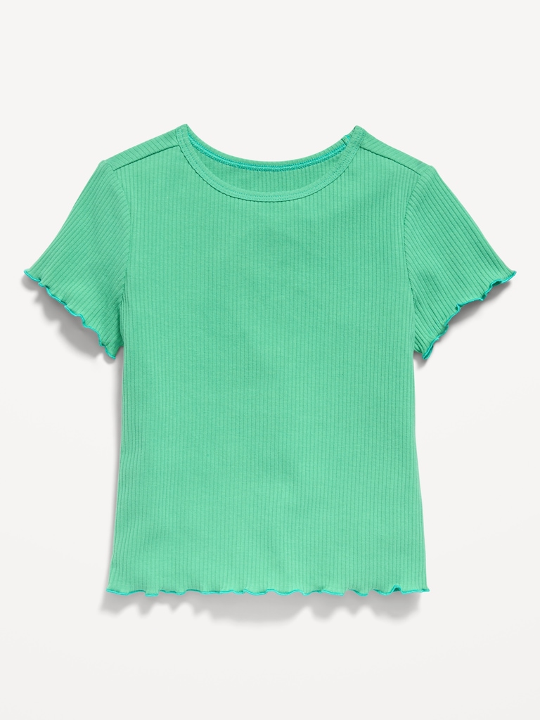 Short-Sleeve Lettuce-Edge T-Shirt for Toddler Girls