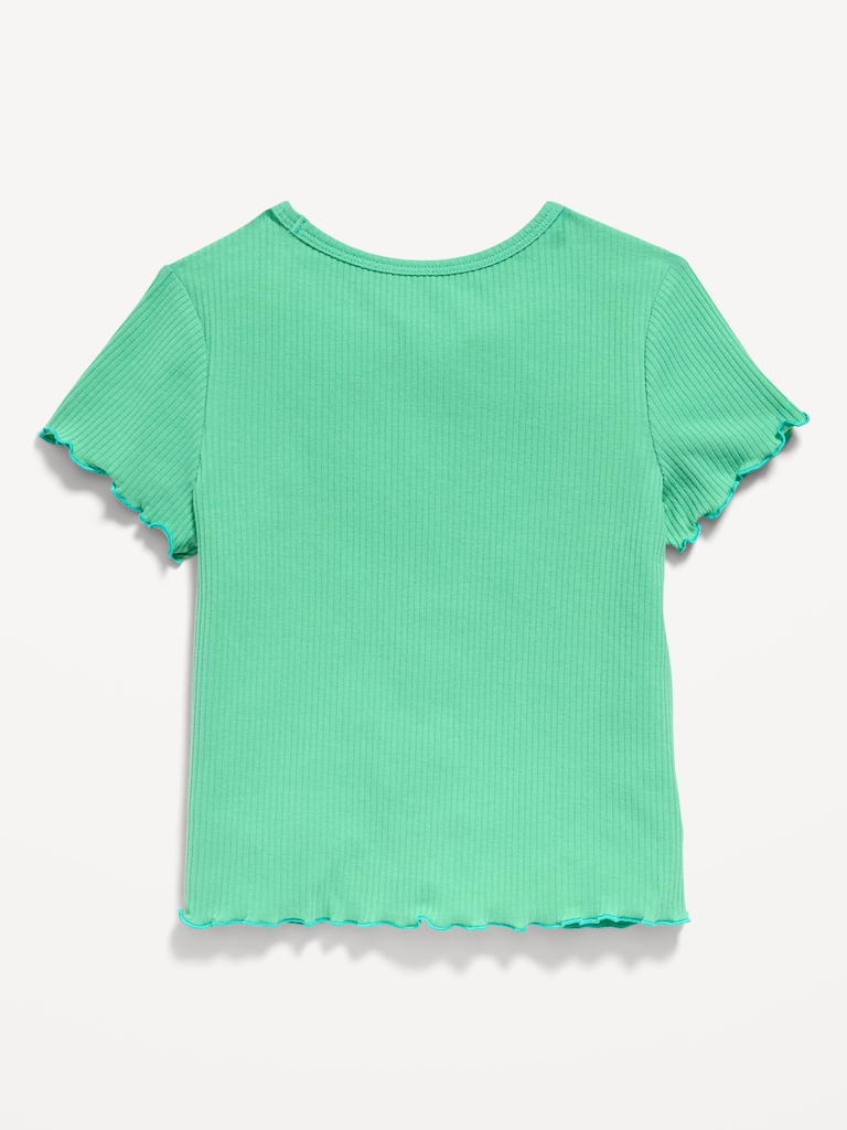 Short-Sleeve Lettuce-Edge T-Shirt for Toddler Girls