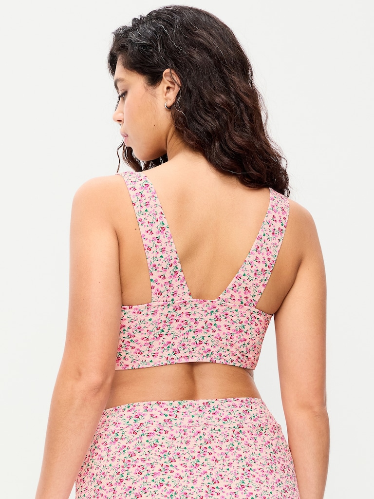 Pique Longline Bikini Swim Top