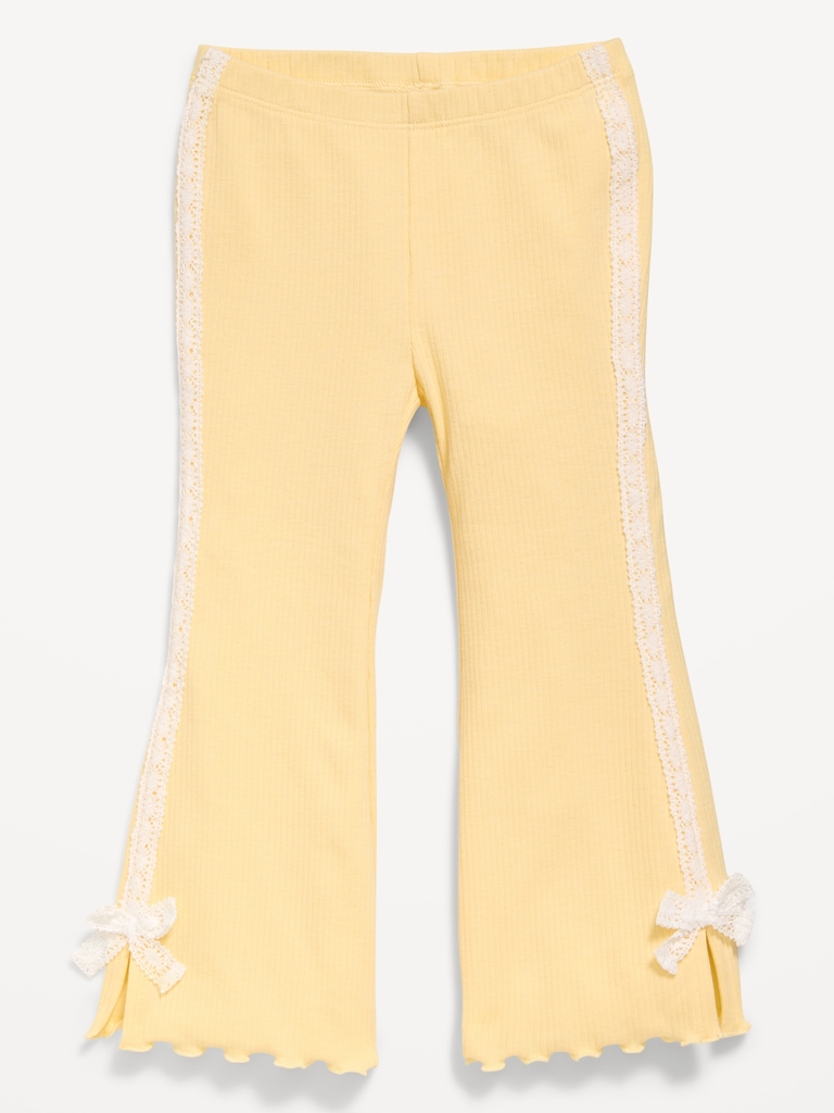 Ribbed Side-Stripe Flare-Leg Leggings for Toddler Girls