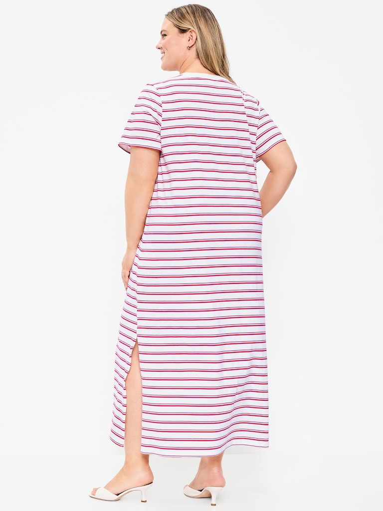 Vintage Crew-Neck Maxi T-Shirt Dress