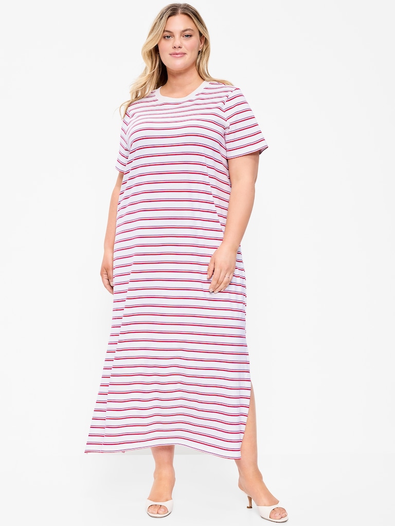 Vintage Crew-Neck Maxi T-Shirt Dress