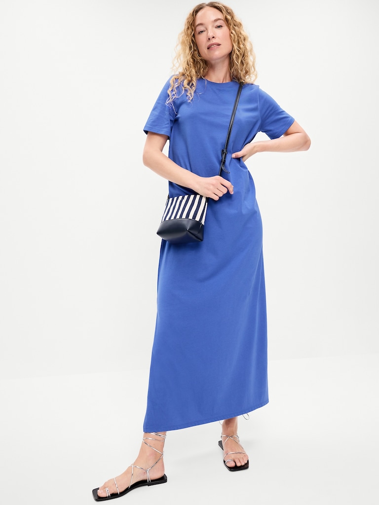 Vintage Crew-Neck Maxi Dress
