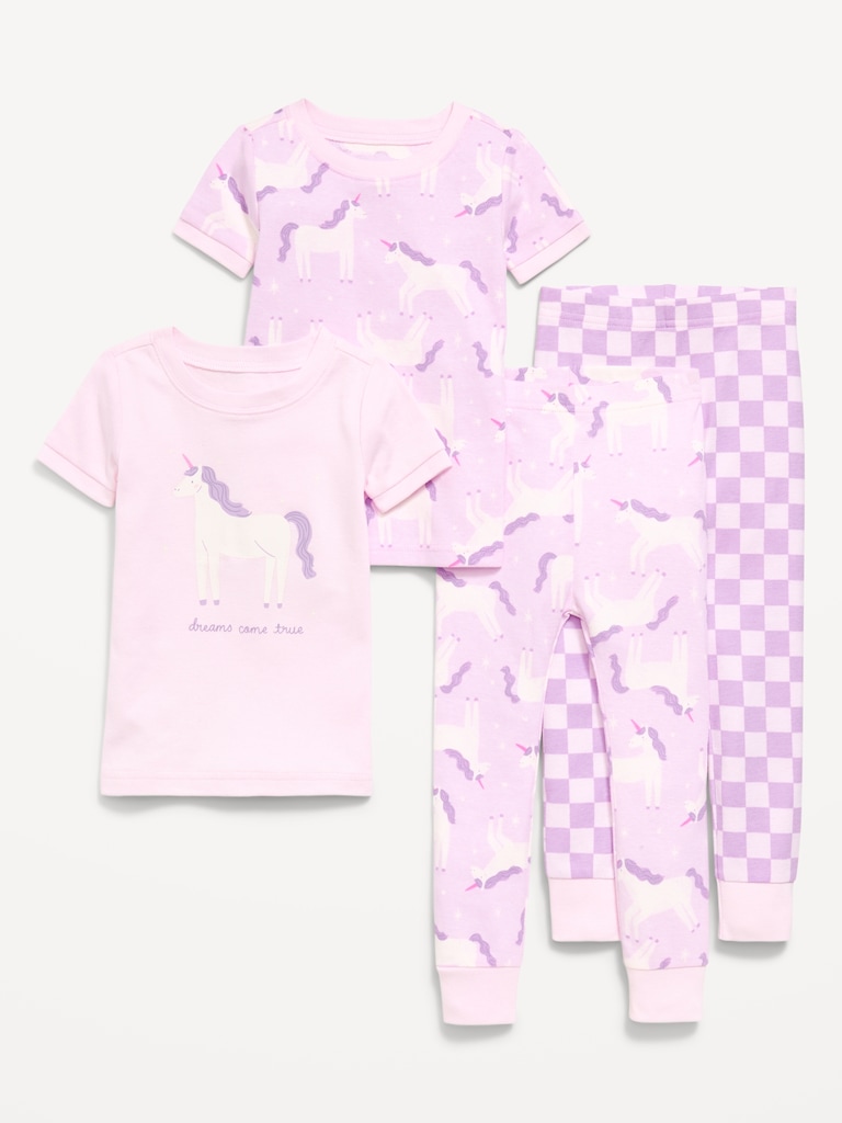 Printed Snug-Fit Pajama 4-Piece for Toddler & Baby