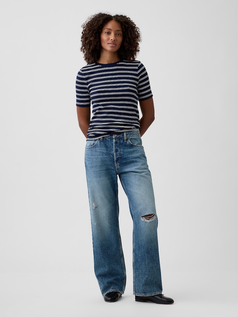 Modern Ribbed Crewneck T-Shirt