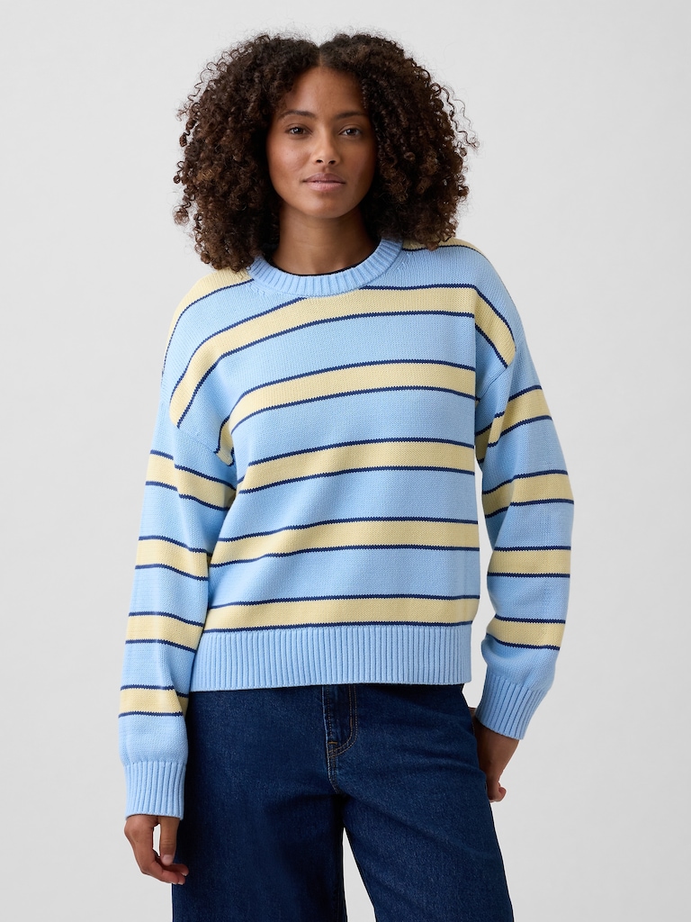 Relaxed Cotton Crewneck Sweater