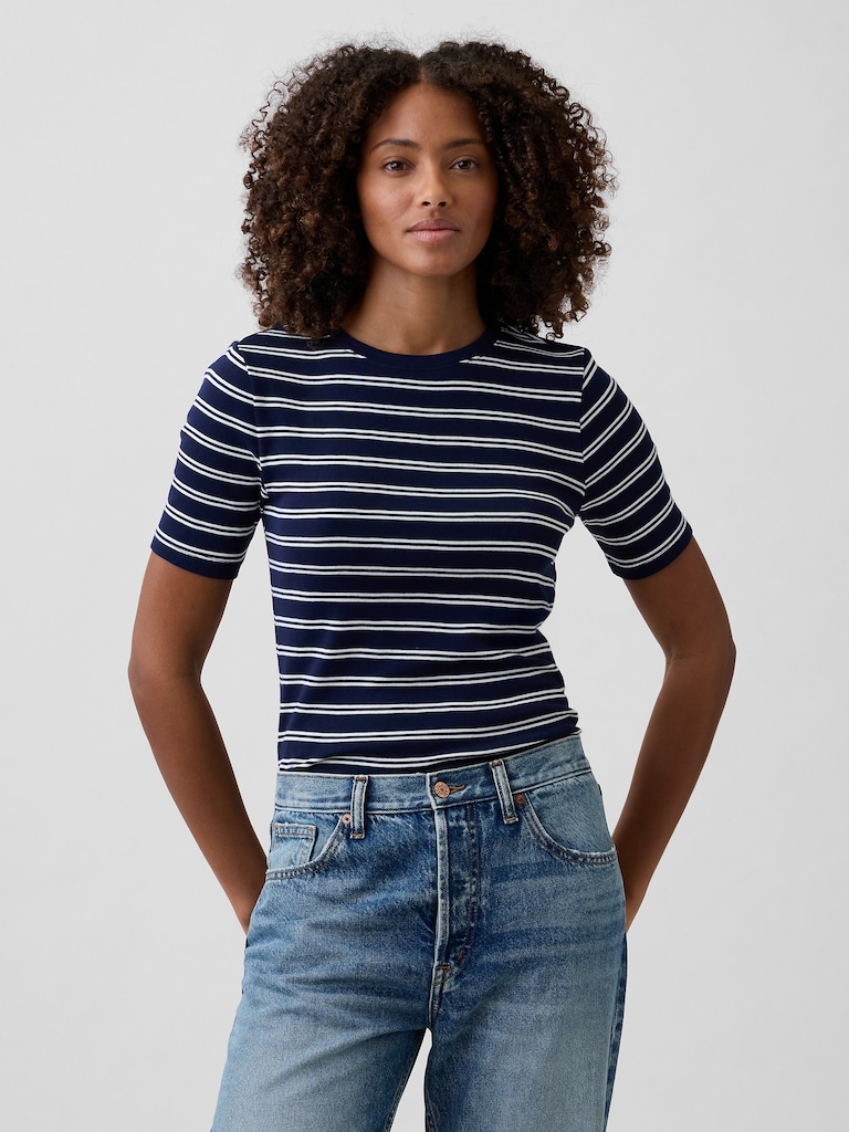 Modern Ribbed Crewneck T-Shirt