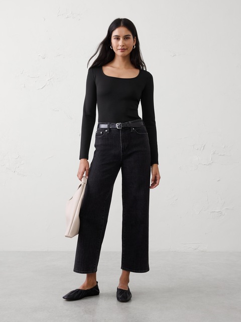 Haut Manches Longues Banana Republic En Maille Transparente Noir - Taille XS - Neuf Avec étiquettes