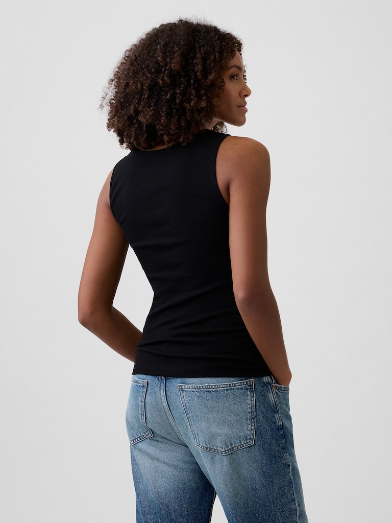 Ribbed Gap Logo Scoopneck Tank Top