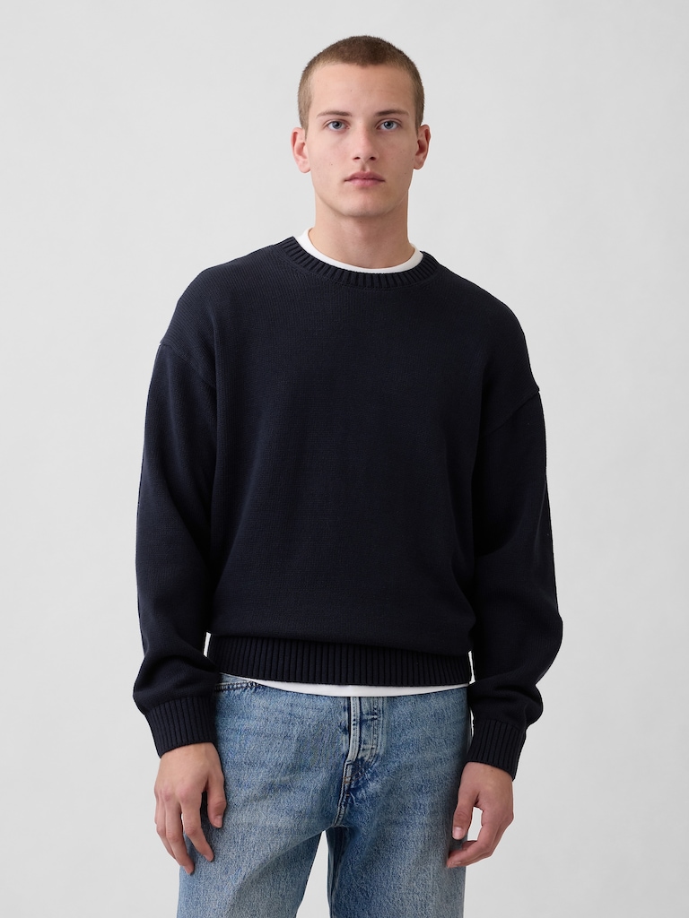 Relaxed Crewneck Crop Sweater