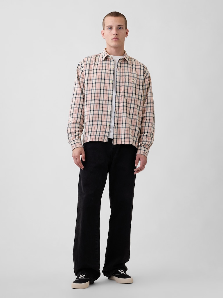Sunwashed Twill Straight-Hem Shirt