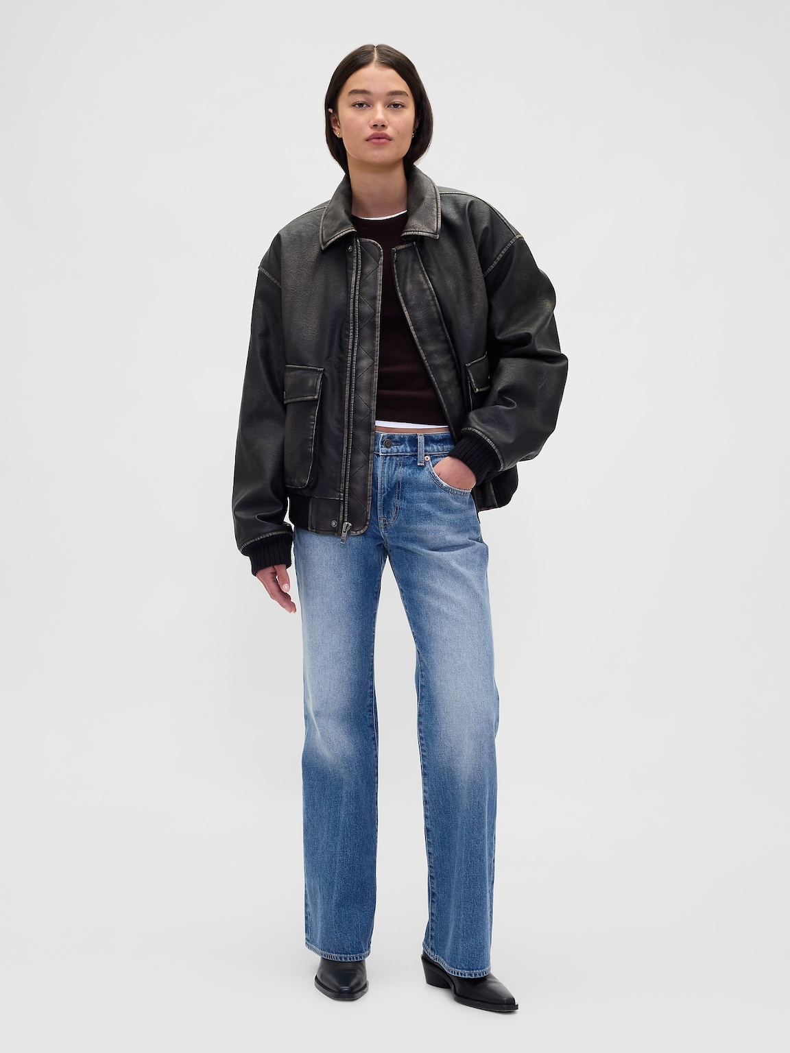 Mid Rise Rigid Relaxed Flare Jeans