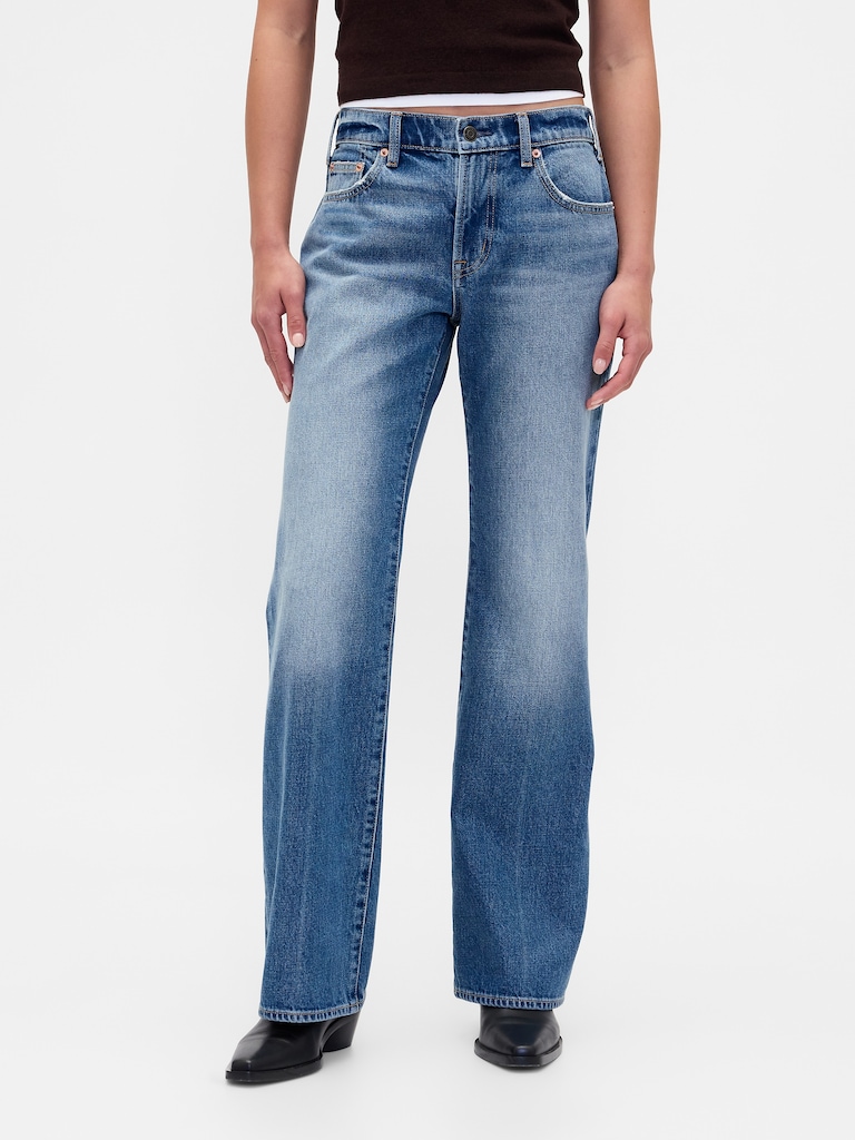 Mid Rise Rigid Relaxed Flare Jeans
