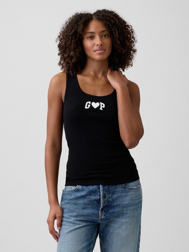Ribbed Gap Logo Scoopneck Tank Top