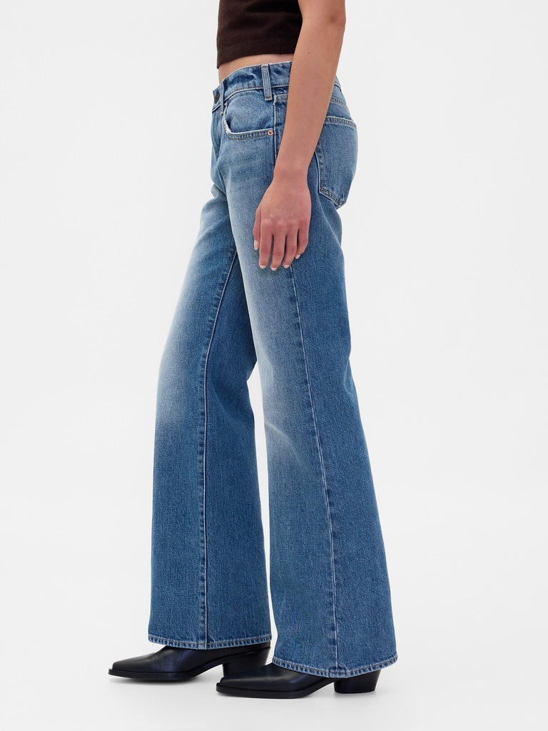 Mid Rise Rigid Relaxed Flare Jeans
