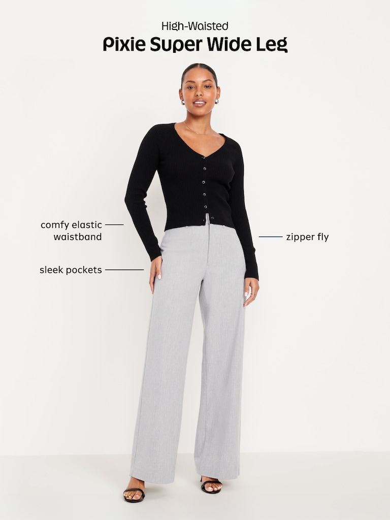 High-Waisted Pull-On Pixie Super Wide-Leg Pants