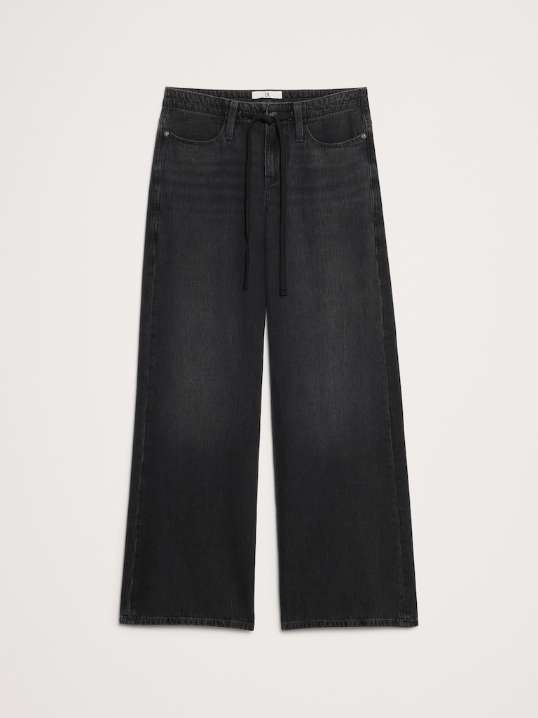 Mid-Rise Wide-Leg Drawstring Jean