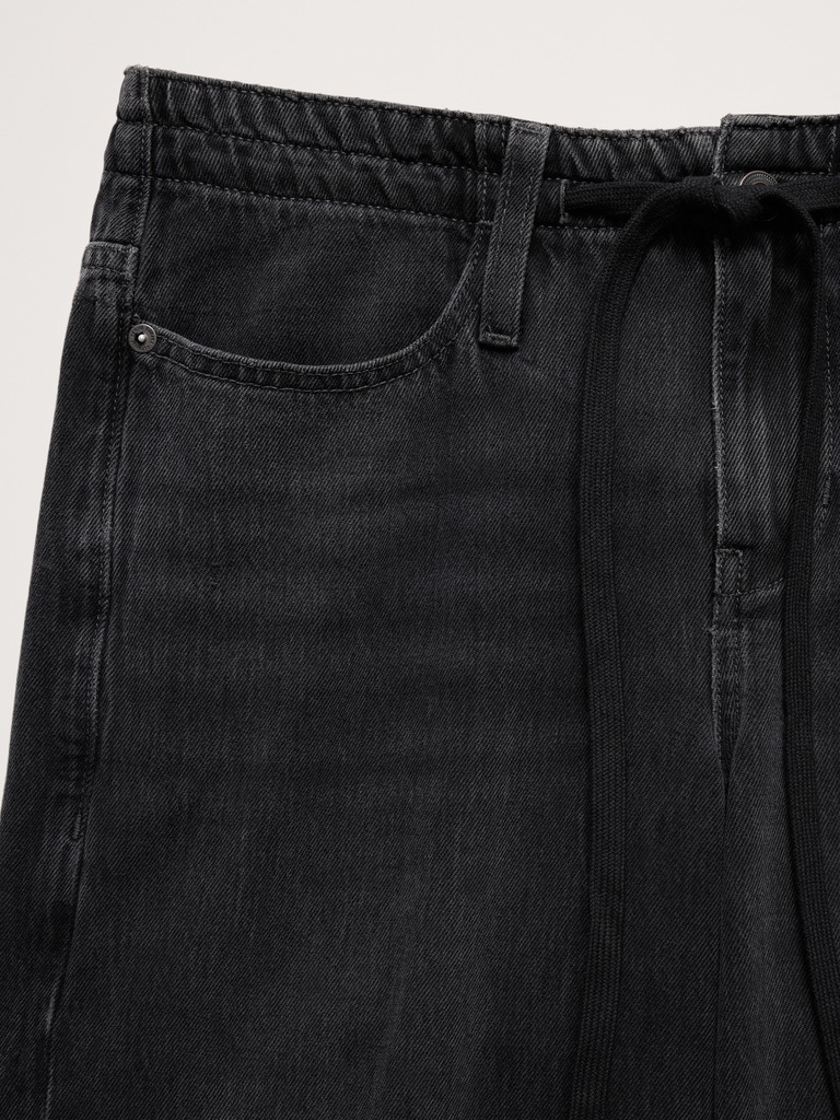Mid-Rise Wide-Leg Drawstring Jean