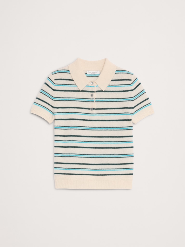 Lightweight Cashmere Short-Sleeve Sweater Polo