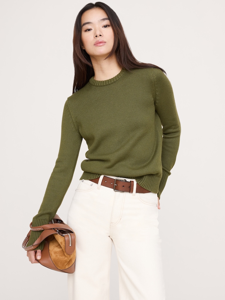 Cotton-Silk Crew-Neck Sweater