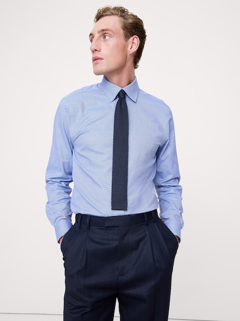 mens dress tee shirts Black Mini-Check Natural Stretch Cotton Dress Shirt 18.5