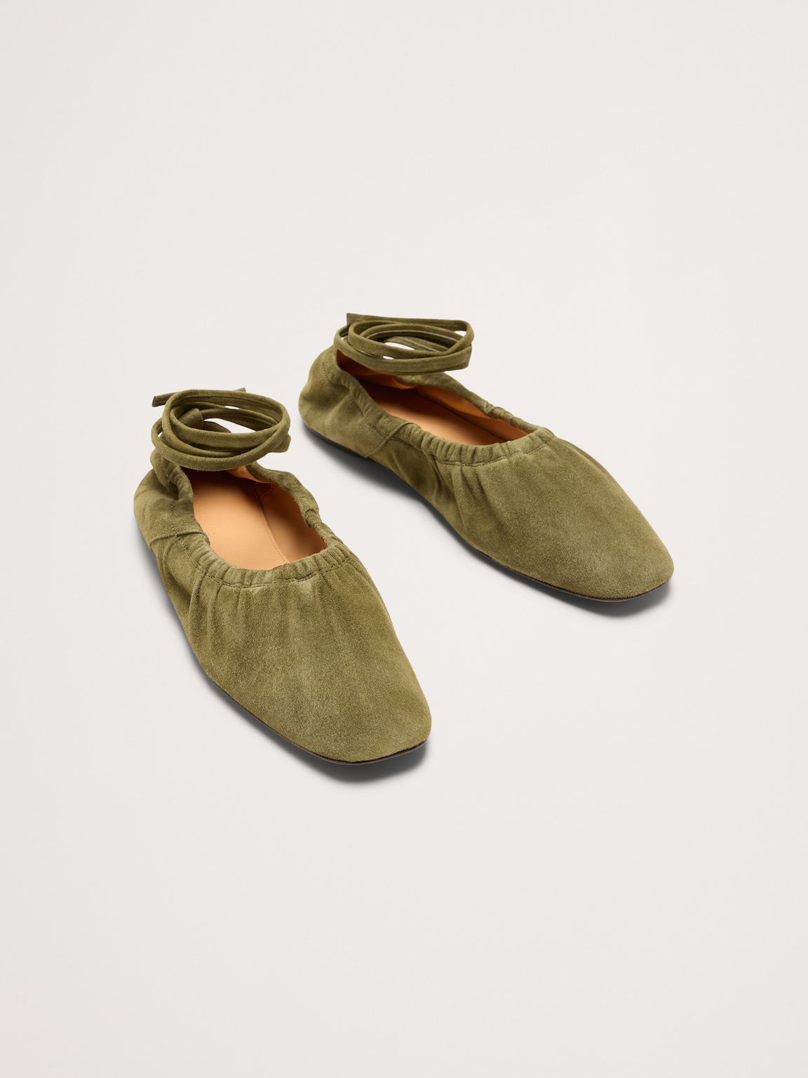 Ruched Suede Ballet Flat