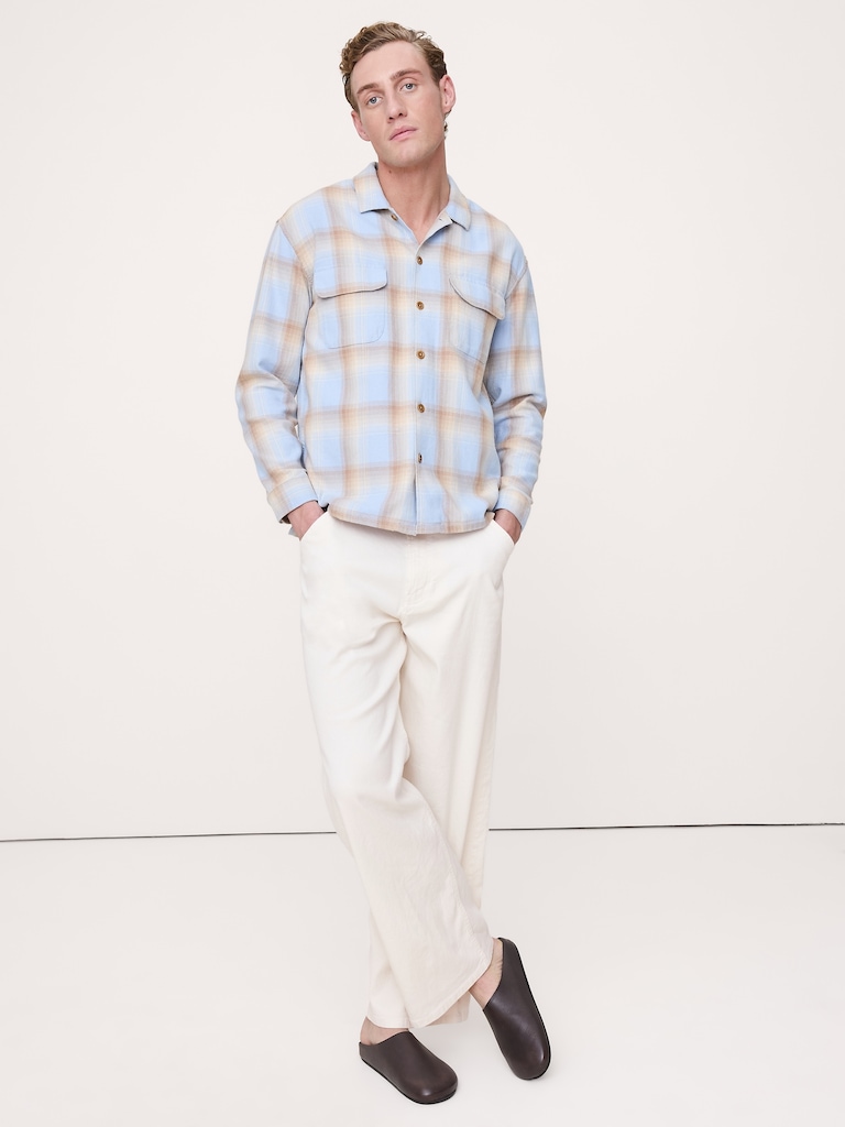 Loose Italian Linen-Cotton Pull-On Pant