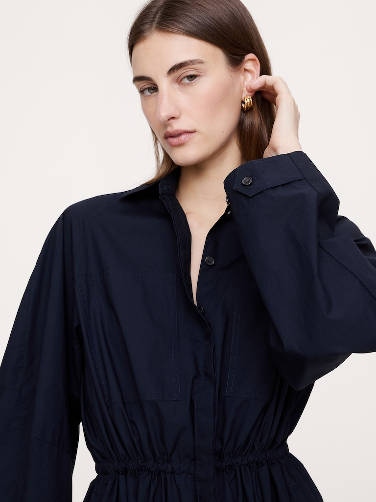 Cotton Poplin Mini Shirtdress