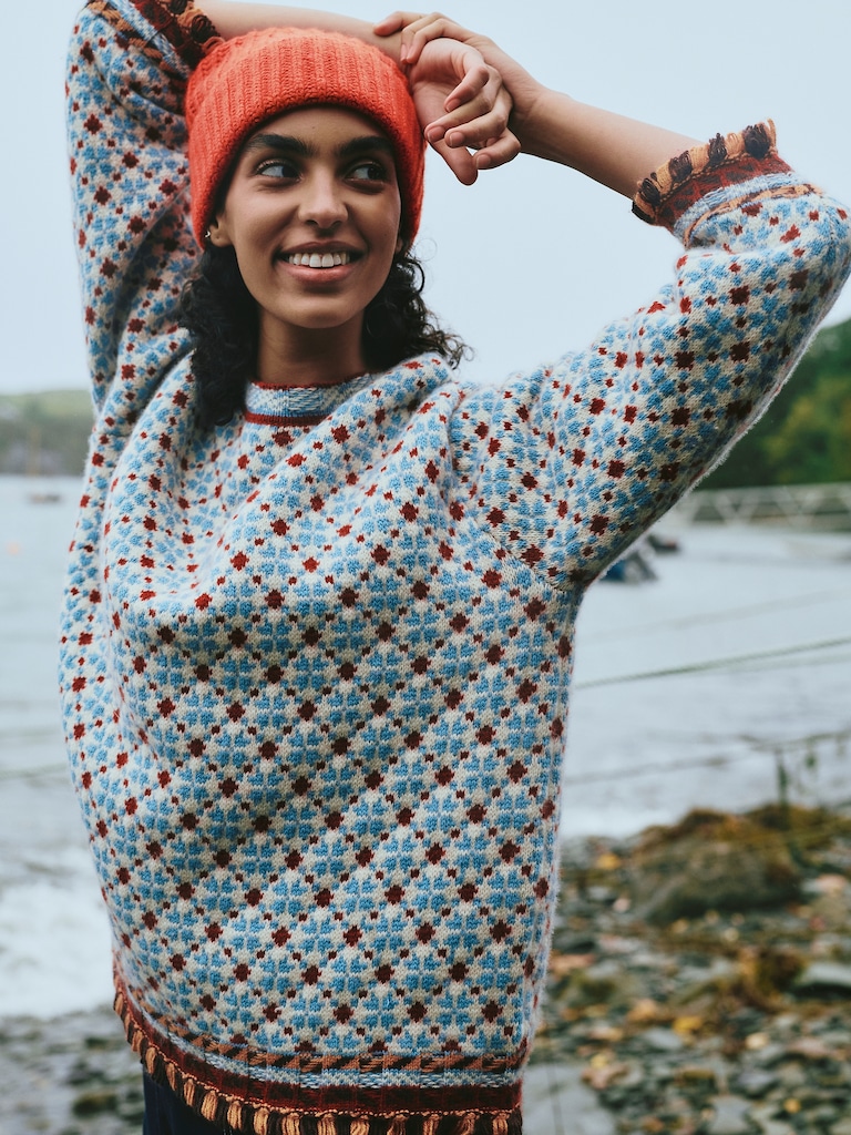 Merino-Cotton Jacquard Sweater