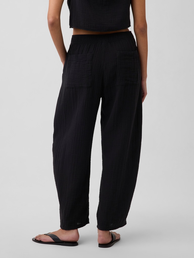 Cotton Gauze Easy Barrel Pants