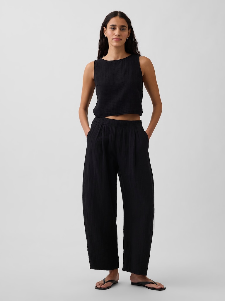 Cotton Gauze Easy Barrel Pants