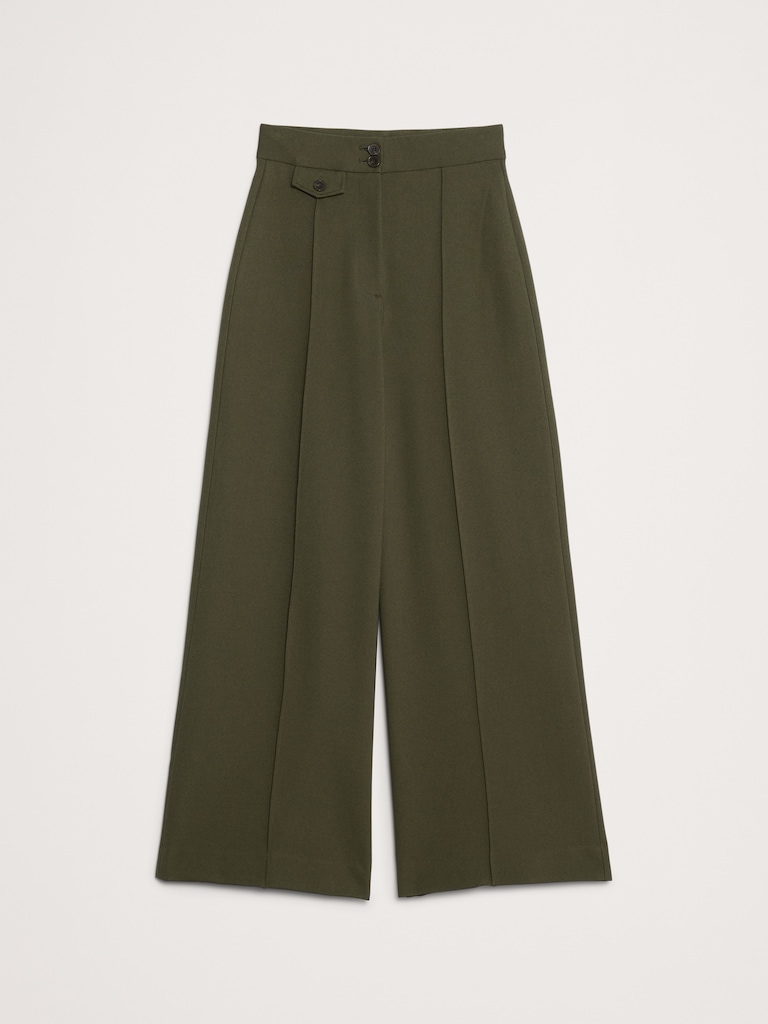 High Rise Wide-Leg Drapey Ponte Pant