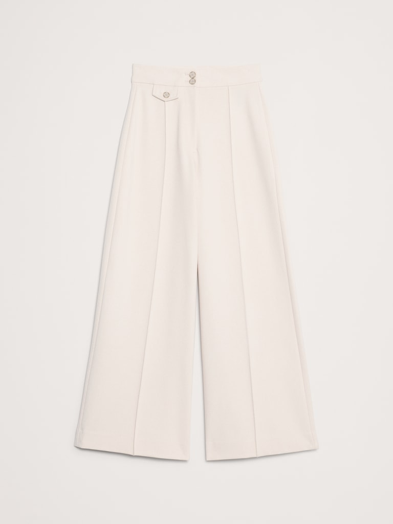 High Rise Wide-Leg Drapey Ponte Pant