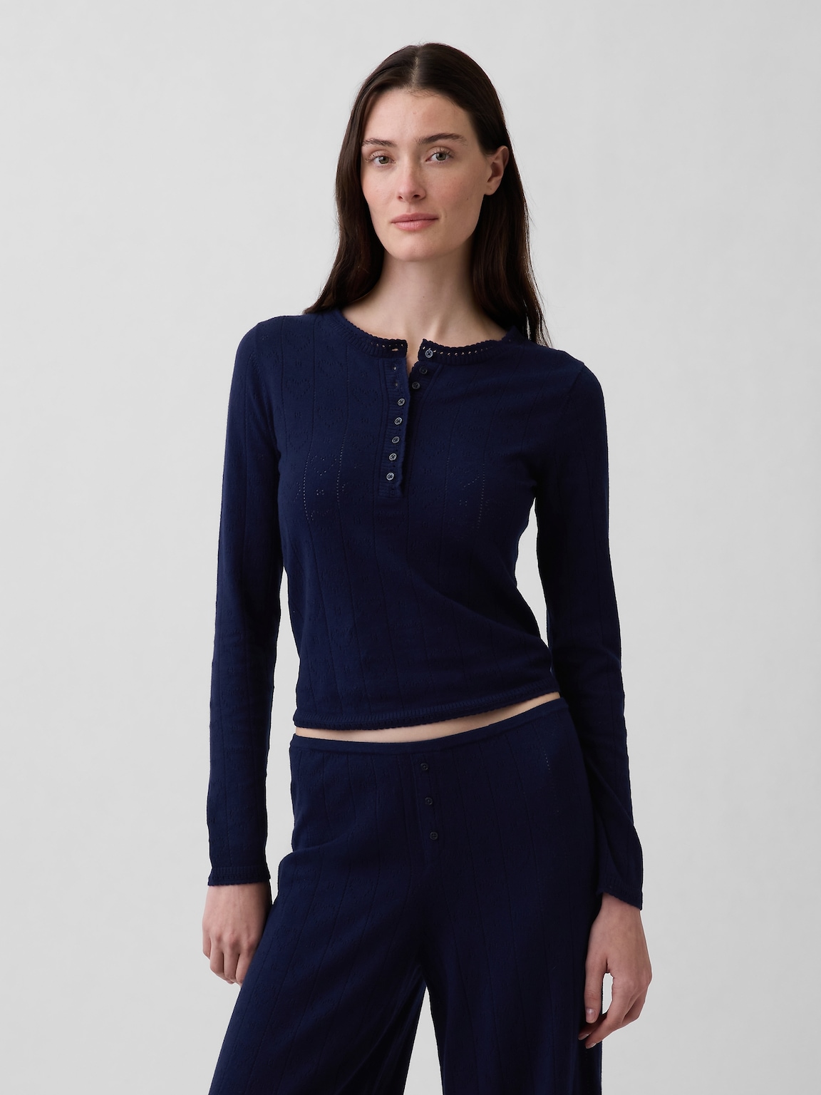 Lightweight CashSoft Pointelle Heart PJ Top