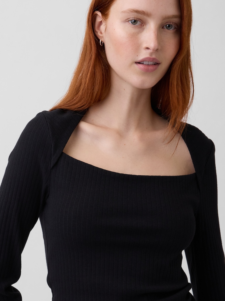 Modern Rib Envelope-Neck Top