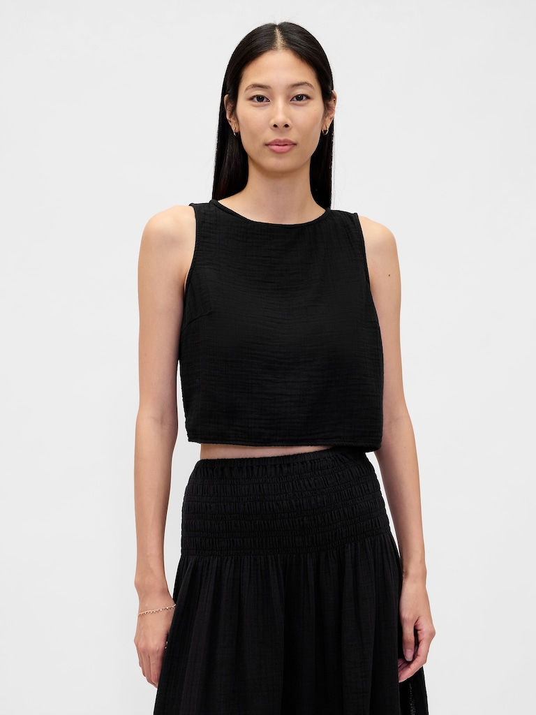 Cotton Gauze Crop Shell Top