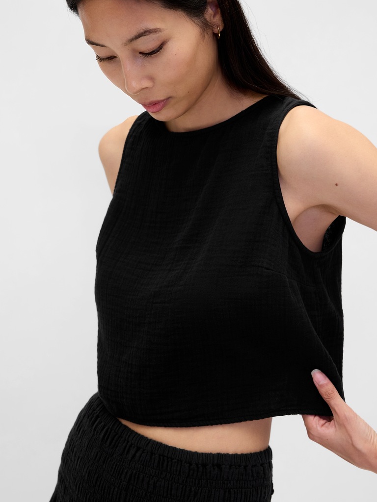 Cotton Gauze Crop Shell Top