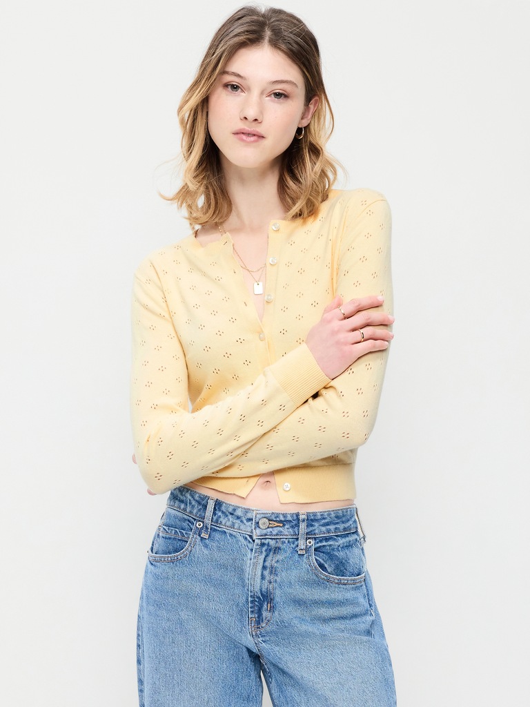 SoSoft Lite Cropped Pointelle Cardigan