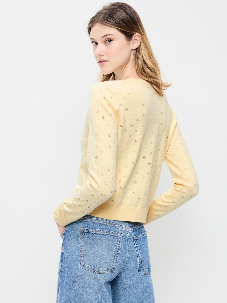 SoSoft Lite Cropped Pointelle Cardigan